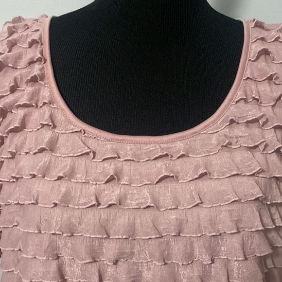 Apt. 9 Layered Ruffle Mauve Pink Blouse Scoop Neck Short Sleeve Sz 1X - Picture 2 of 6